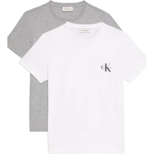 Zeitlich begrenztes Angebot: Calvin Klein Damen 2er Pack T-Shirts Kurzarm Logo Tee mit Rundhalsausschnitt, Mehrfarbig (Heroic Grey Heather/Brilliant WHI), S von 59.90 € auf 38.39 € (36% Rabatt)