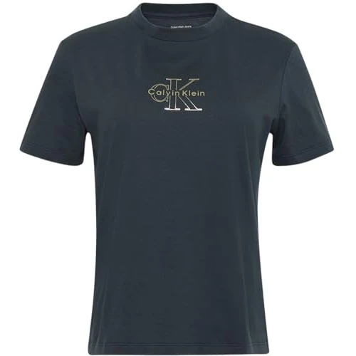 Offre limitee: Calvin Klein T-Shirt Manches Courtes Femme Classic Tee Col Ras-du-Cou, Bleu (Inkwell), S de 35.90 EUR a 28.05 EUR (economie 22%)