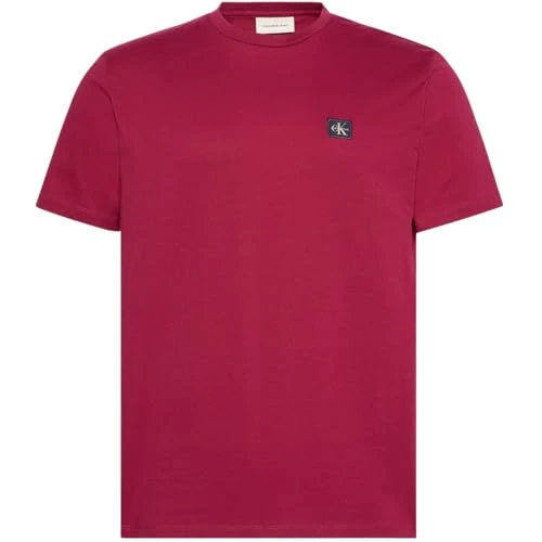Calvin Klein Camiseta de Manga Corta Hombre Badge Jersey Classic tee de algodón, Rojo (Beet Red), XL