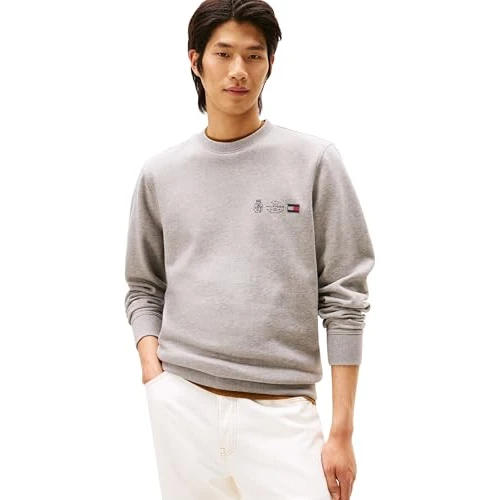 Tijdelijke aanbieding: Tommy Hilfiger Heren SMALL CREST OUTLINE CREW NECK MW0MW40863 Pullover Sweatshirt, Grijs, L, Grijs (Medium Grey Heather), L van 53.83 EUR naar 53.83 EUR (korting 0%)