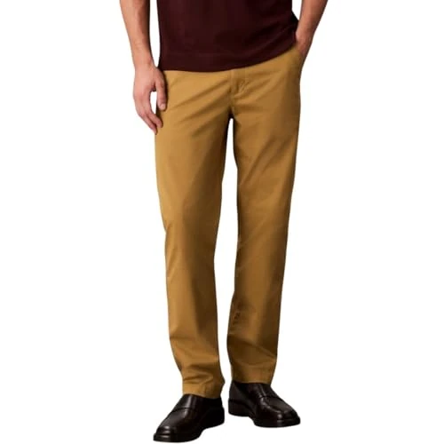 Calvin Klein Pantalon Chino Homme Cotton Signature Slim Fit, Beige (Cedar), 34W/42L