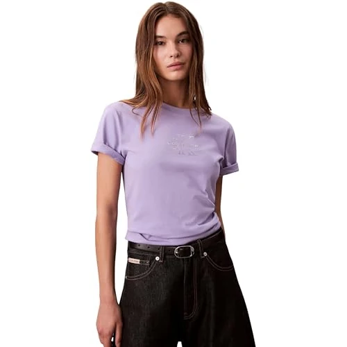 Calvin Klein Donna T-Shirt Maniche Corte Classic Tee Scollo Rotondo, Viola (Soft Lavender), XS