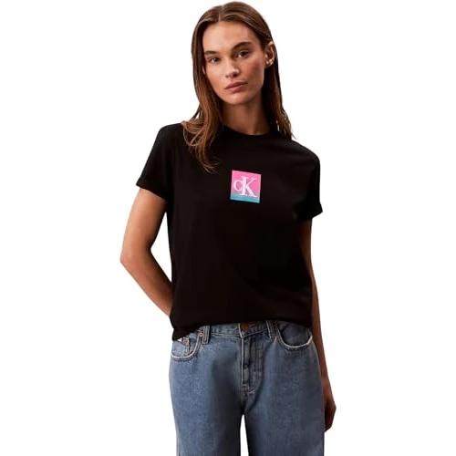 Limited-time offer: Calvin Klein Women’s Short Sleeve Classic Boxed Monogram T-Shirt with Logo, Black (Black), S from 19.85 £ to 19.85 £ (save 0.00%)