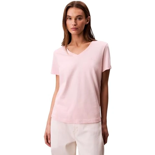 Offerta a tempo: Calvin Klein Donna T-Shirt Maniche Corte Archive Jersey Tee con Scollo a V, Rosa (Potpourri), S - 0.00% da 19.53 € a 19.53 €