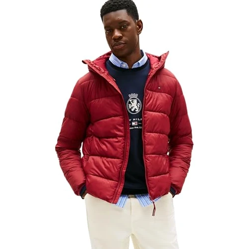 Offerta a tempo: Tommy Hilfiger Uomo Piumino Mid Weight con Cappuccio, Rosso (Regatta Red), XXL - 0.00% da 164.96 € a 164.96 €