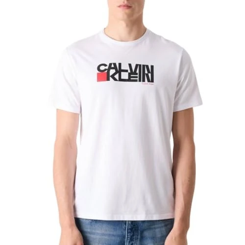 Offerta a tempo: Calvin Klein Uomo T-Shirt Maniche Corte Redbox Graphic Tee con Logo, Bianco (Brilliant White), M - 17% da 39.90 € a 32.98 €