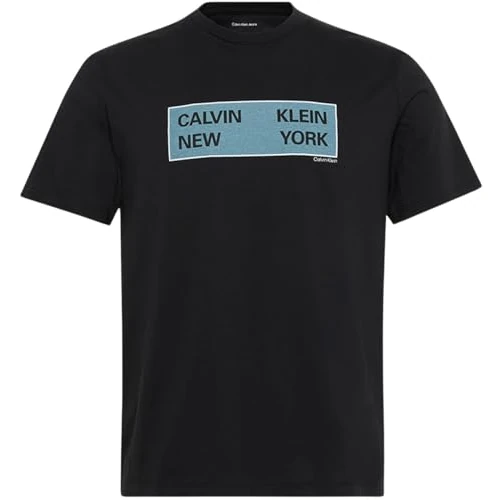 Calvin Klein Herren T-Shirt Kurzarm Box Graphic Tee Regular Fit, Schwarz (Black), M
