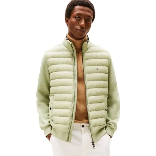 Offre limitée : Tommy Hilfiger Sweat avec Fermeture Éclair Homme Mix Media Stand Collar Veste en Duvet, Vert (Earth Sage), XXL de 209.90 € à 157.95 € (25% de remise)