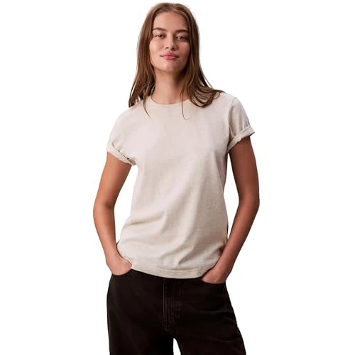 Beperkte aanbieding: Calvin Klein Jeans Women's Archive Jersey Crew Tee EU LV047B224G Tees, Grijs (Vanilla Heather), L, Grijs (Vanille Heather), L van 35.98 EUR naar 35.98 EUR (besparing 0%)