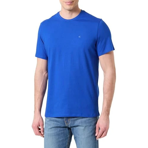 Calvin Klein Camiseta de Manga Corta Hombre Classic Monogram tee con Cuello Redondo, Azul (Ocean Tides), M