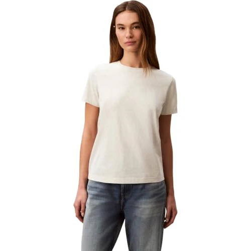 Zeitlich begrenztes Angebot: Calvin Klein Damen T-Shirt Kurzarm Archive Jersey Tee mit Rundhalsausschnitt, Beige (Vanila Heather), XS von 15.68 € auf 15.68 € (0.00% Rabatt)