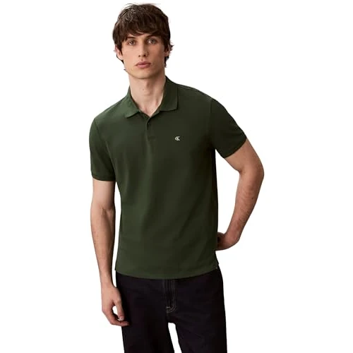Calvin Klein Jeans Heren SS Monogram Pique Polo LV040EM269 Polo's, Groen (Sycamore), S, Groen (Sycamore), S