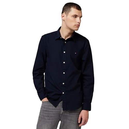 Tommy Hilfiger Chemise Homme Flex Poplin Kent Collar Slim Fit, Bleu (Desert Sky), XXL