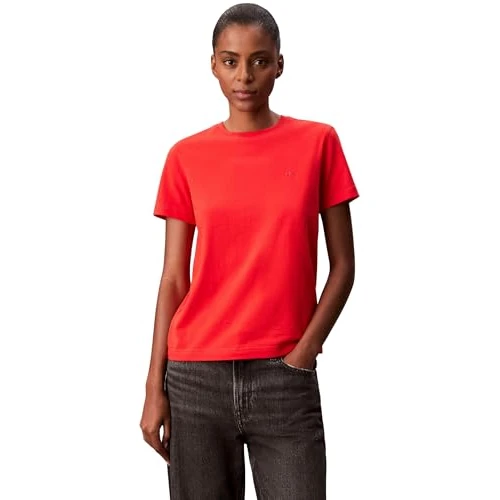 Calvin Klein Donna T-Shirt Maniche Corte Archive Jersey Tee con Scollo Rotondo, Rosso (Tuscan Terra Cotta), XS