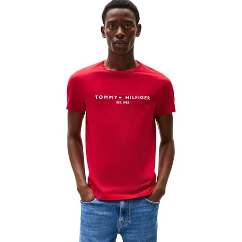 Oferta ograniczona: Tommy Hilfiger Męska koszulka z krótkim rękawem slim fit, Czerwony (średni czerwony), S z 118.68 EUR na 118.68 EUR (znizka 0%)