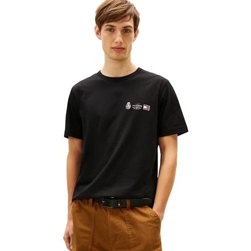Offerta a tempo: Tommy Hilfiger Uomo T-Shirt Maniche Corte Small Crest Outline con Scollo Rotondo, Nero (Black), S - 61% da 39.90 € a 15.44 €