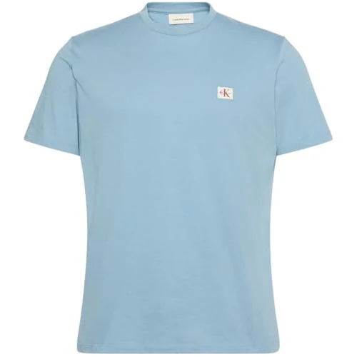 Calvin Klein Men's Short Sleeve Badge Classic Cotton Jersey T-Shirt, Blue (Smoke Blue), L