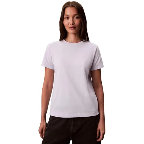 Calvin Klein T-Shirt Manches Courtes Femme Archive Jersey Tee avec Col Ras-du-Cou, Violet (Lacey Lilac), M