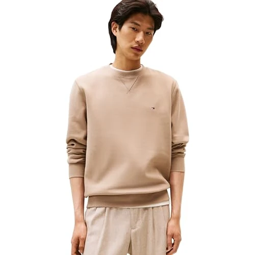Offerta a tempo: Tommy Hilfiger Uomo Felpa Seasonal Fleece con Scollo Rotondo, Beige (Coastal Taupe), M - 42% da 99.90 € a 57.69 €