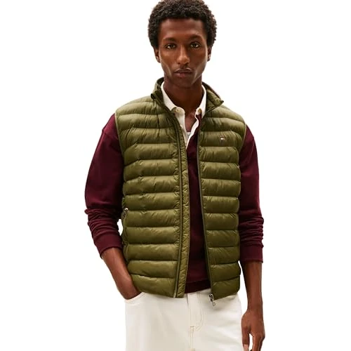 Offerta a tempo: Tommy Hilfiger Uomo Gilet Packable Recycled Vest Colletto alla Coreana, Verde (Huntsman Green), S - 45% da 179.90 € a 98.99 €