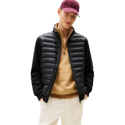 Limited-time offer: Tommy Hilfiger Men’s Stand Collar Mix Media Quilted Sweatshirt with Zip, Black (Black), L from 152.00 GBP to 152.00 GBP (save 0%)