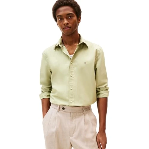 Limited-time offer: Tommy Hilfiger Men’s Flex Poplin Solid Regular Fit Shirt, Green (Earth Sage), S from 75.00 GBP to 42.00 GBP (save 44%)