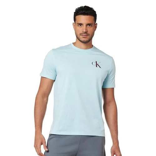 Calvin Klein Men’s Short Sleeve Left Chest Logo Slim Fit T-Shirt, Blue (Stratosphere), M