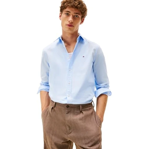 Tommy Hilfiger Herren Hemd Flex Poplin Kent Collar Slim Fit, Blau (Sweet Blue), XXXL