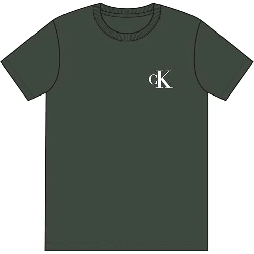 Calvin Klein Men’s Short Sleeve Left Chest Logo Slim Fit T-Shirt, Green (Sycamore), XS