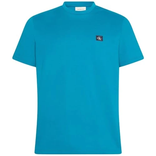 Calvin Klein T-Shirt Manches Courtes Homme Badge Jersey Classic Tee en Coton, Bleu (Deep Tropical Teal), XXL