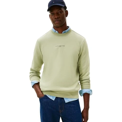 Offerta a tempo: Tommy Hilfiger Uomo Felpa Tipped con Scollo Rotondo, Verde (Earth Sage), XL - 0.00% da 49.16 € a 49.16 €