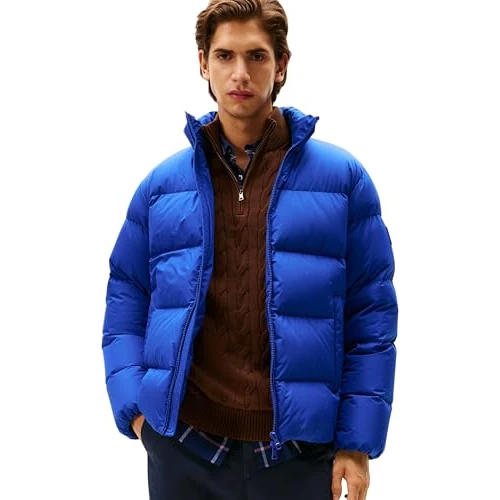 Offre limitée : Tommy Hilfiger Veste Matelassée Homme Down Stand avec Col Montant, Bleu (Wedge Blue), XXL de 329.90 € à 181.99 € (45% de remise)