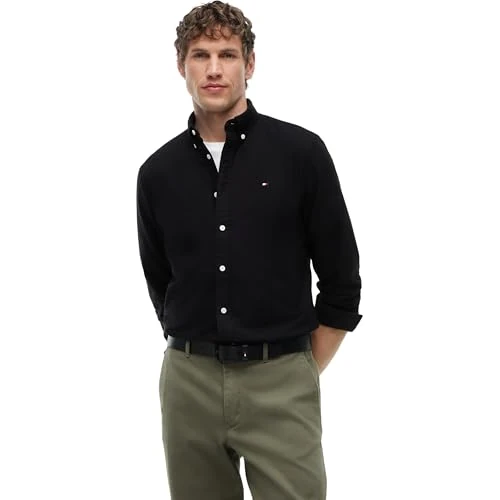 Offerta a tempo: Tommy Hilfiger Uomo Camicia Oxford Shirt Maniche Lunghe, Nero (Black/Black Solid), XS - 5% da 89.90 € a 84.99 €