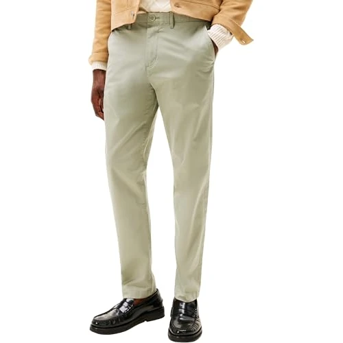 Tommy Hilfiger Pantalón Chino Hombre Core Harlem Essential Twill Relaxed Fit, Verde (Grey Sage), 34W/33L