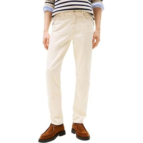 Tommy Hilfiger Men's Denton Straight Fit Jeans, Off-White (Muslin), 30W/29L