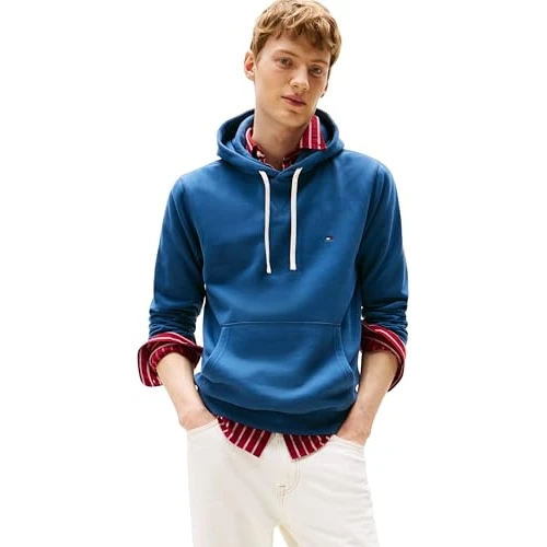 Limitiertes Angebot: Tommy Hilfiger Herren Hoodie Seasonal Fleece mit Bauchtasche, Blau (Aegean Sea), M von 99.90 EUR auf 56.94 EUR (Spare 43%)