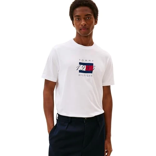 Begrenztes Angebot: Tommy Hilfiger Herren Linear Flag Graphic Tee Mw0mw41338 S/S T-Shirt (1er Pack) von 39.90 EUR auf 19.99 EUR (Rabatt 50%)