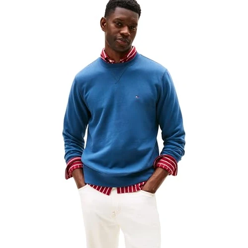 Oferta limitada: Tommy Hilfiger Sudadera Hombre Seasonal Fleece con Cuello Redondo, Azul (Aegean Sea), M de 99.90 EUR a 73.27 EUR (ahorro 27%)