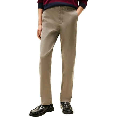 Offerta a tempo: Tommy Hilfiger Uomo Pantaloni Chino Brushed Twill Straight Fit, Grigio (Hydrogen Grey), 30W/40L - 0.00% da 20.44 € a 20.44 €