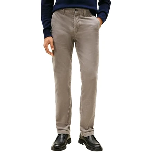 Offerta a tempo: Tommy Hilfiger Uomo Pantaloni Chino Denton Corduroy Straight Fit, Grigio (Hydrogen Grey), 30W/34L - 0.00% da 43.95 € a 43.95 €