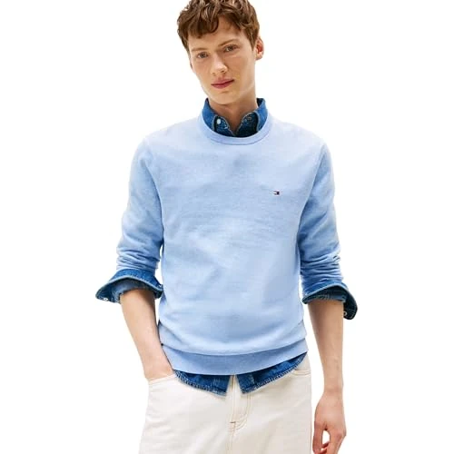 Limitiertes Angebot: Tommy Hilfiger Herren Pullover Essential Cotton mit Rundhalsausschnitt, Blau (Vessel Blue Heather), XS von 99.90 EUR auf 79.95 EUR (Spare 20%)