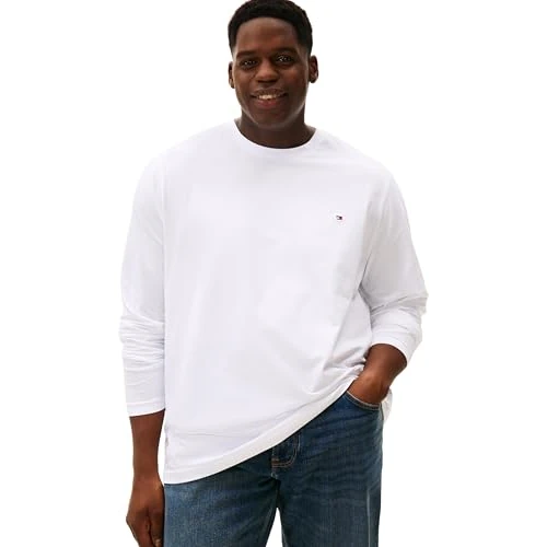 Oferta limitada: Tommy Hilfiger Camiseta de Manga Larga Hombre Stretch Slim Fit con Cuello Redondo, Blanco (White), 2XL de 49.90 € a 20.05 € (ahorro 60%)