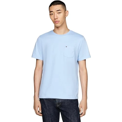 Tommy Hilfiger Men’s Short Sleeve Essential T-Shirt with Chest Pocket, Blue (Vessel Blue), S