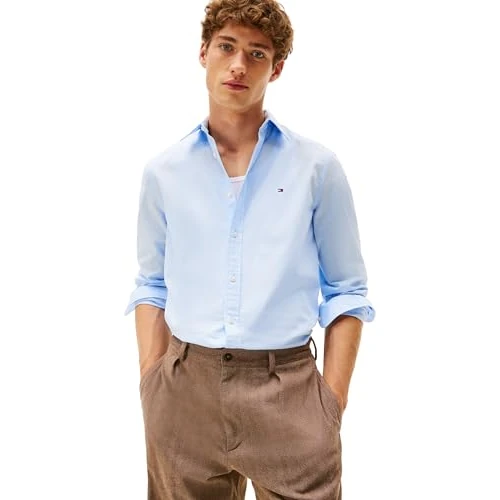 Limited-time offer: Tommy Hilfiger Men’s Flex Poplin Kent Collar Slim Fit Shirt, Blue (Sweet Blue), XS from 25.72 £ to 25.72 £ (save 0.00%)