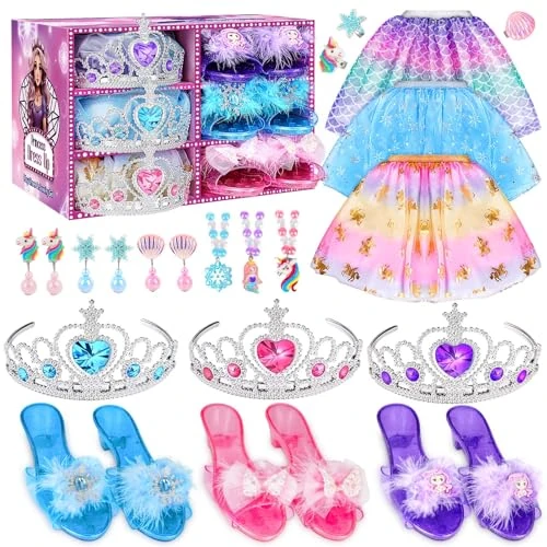 Offre limitée : Dreamon Chaussures Princesse Fille, Deguisement Princesse Fille Robe 3 4 5 6 Ans Cadeaux d'halloween Et de Noël pour Les Enfants de 34.99 € à 33.24 € (5% de remise)