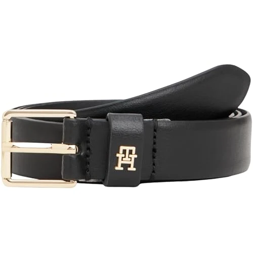 Tommy Hilfiger Women’s Square Buckle 2.5 cm Go Leather Belt, Black (Black), 27.6 inches