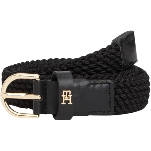 Offerta a tempo: Tommy Hilfiger Donna Cintura Essential Effortless 2,5 cm Elastic Cintura in Pelle, Nero (Black), 70 cm - 44% da 49.90 € a 28.17 €