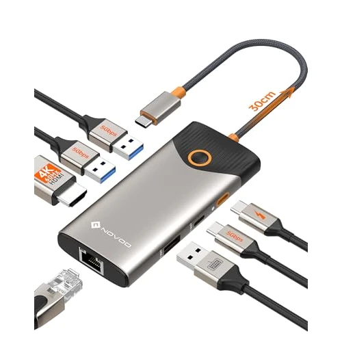 Offerta a tempo: NOVOO Dock USB-C 7-in-1, HDMI 4K 60Hz, USB-A/C, Ethernet, PD 100W - 0.00% da 26.99 € a 26.99 €