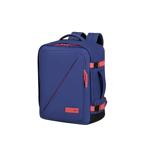 American Tourister Take2Cabin - Ryanair cabinetas 25 x 20 x 40 cm, 24 l, 0,50 kg, handbagage, vliegtuigrugzak S onder de stoel, paars/roze (Dusk Purple/Sunset Coral)