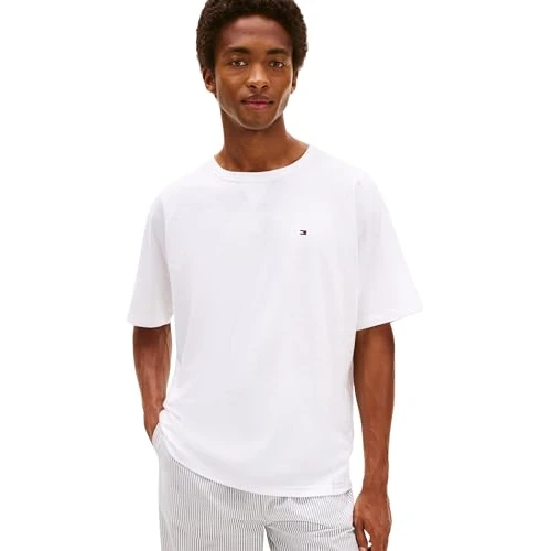 Tommy Hilfiger T-Shirt Manches Courtes Homme Tee en Coton, Blanc (Th Optic White 000001), XXL